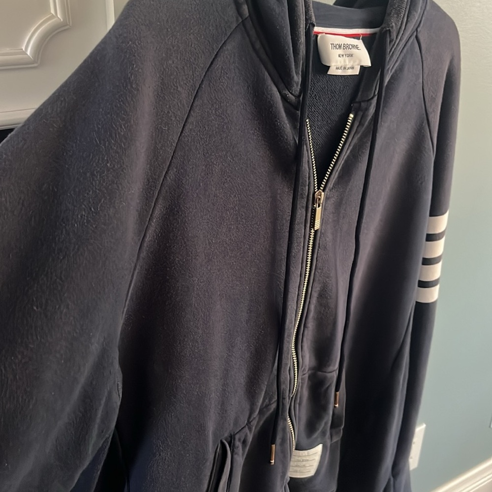 Thom Browne Classic Loop Back Four Bar Full Zip Hoodie - Picture 3 of 17